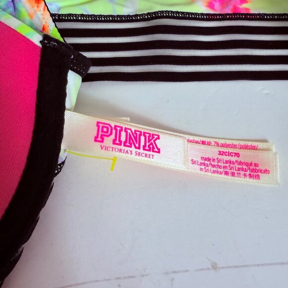 Wear Everywhere Push Up Bra Size 32C  Floral Strappy Back Victorias Secret PINK - Picture 6 of 13